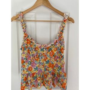 NWT Fifty Street Orange Floral Ruffle Tank Blouse - C